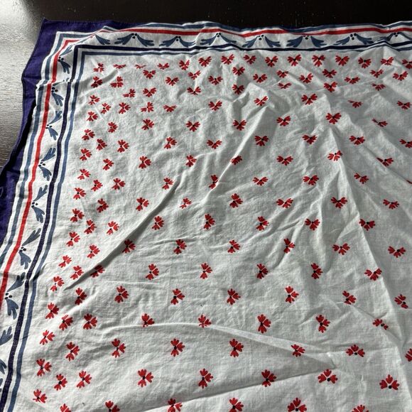 Womens Scarf 31x31 Square Red White & Blue Floral - Picture 2 of 10